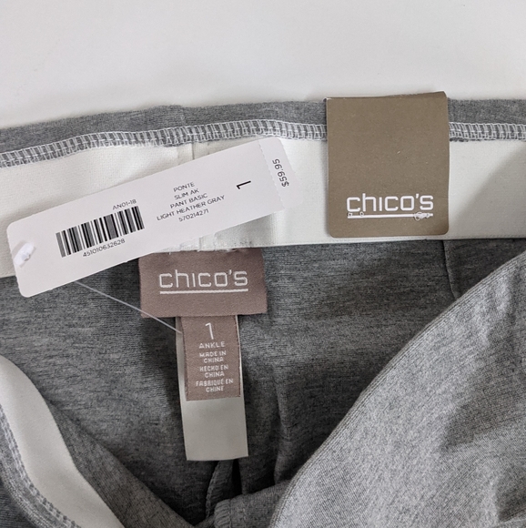 Chicos Light Heather Grey Pointe Slim Ankle Pants Basic NWT - Picture 4 of 4